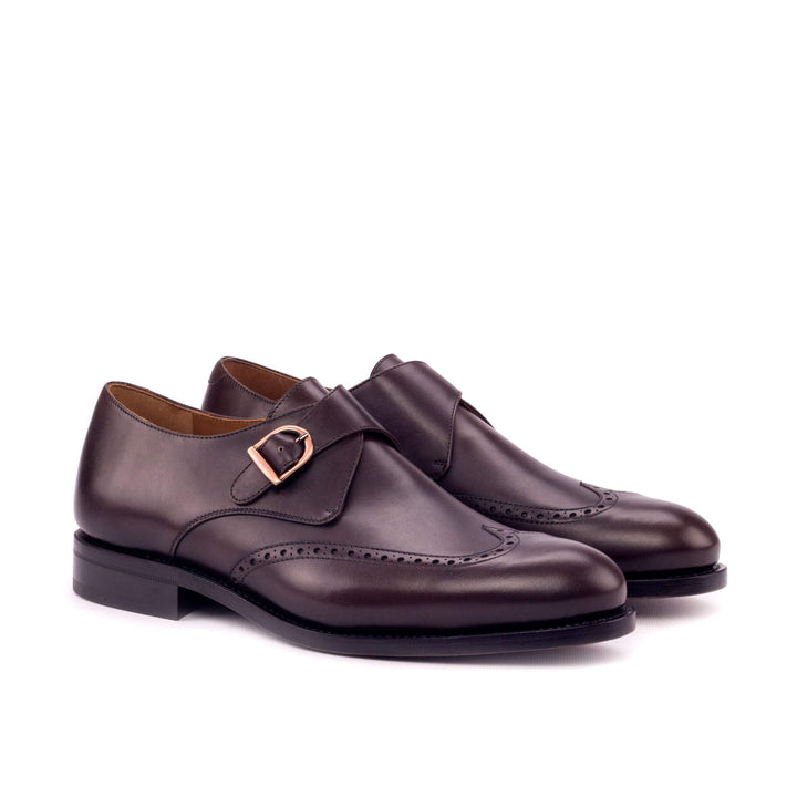 Men's Single Monk Shoes Leather Goodyear Welt Dark Brown 3260 3- MERRIMIUM
