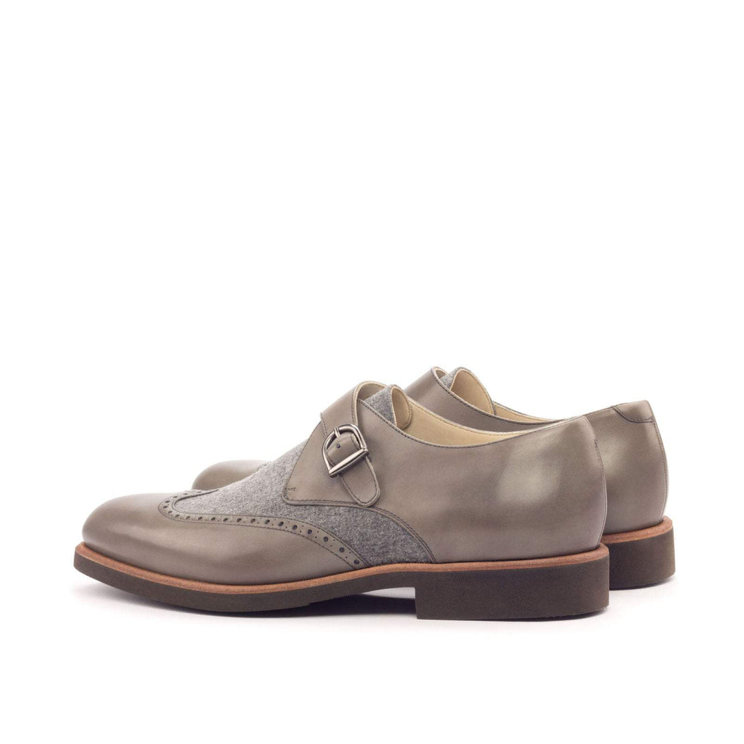 Men's Single Monk Shoes Leather Grey 3103 4- MERRIMIUM