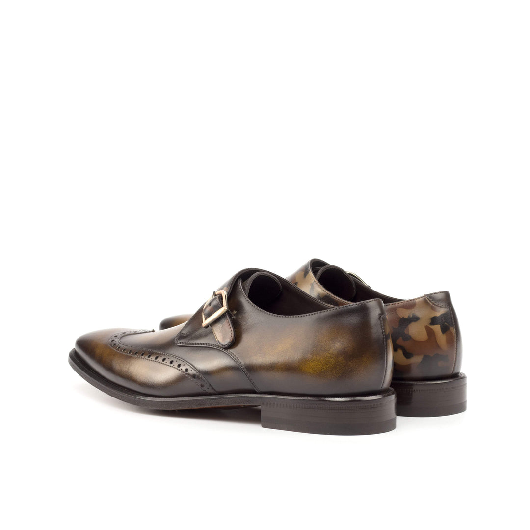 Men's Single Monk Shoes Patina Leather Brown 4719 4- MERRIMIUM