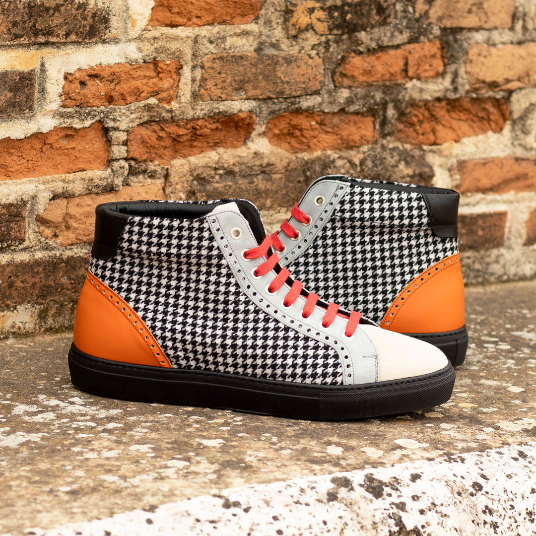 Men's High Kick Leather Sneakers Wide Plus Size Black Grey 5898 1 MERRIMIUM