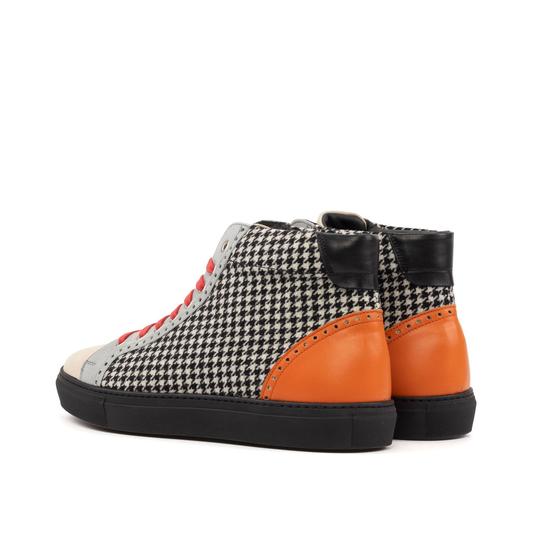 Men's High Kick Leather Sneakers Wide Plus Size Black Grey 5898 3 MERRIMIUM