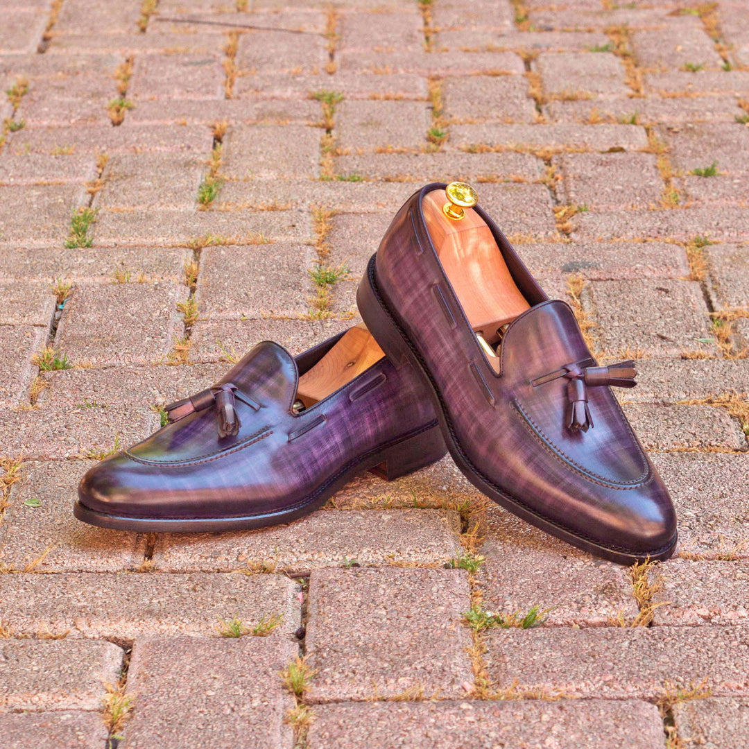 Men's Loafer Shoes Patina Leather Wide Plus Size Violet Blue 2768 1 MERRIMIUM