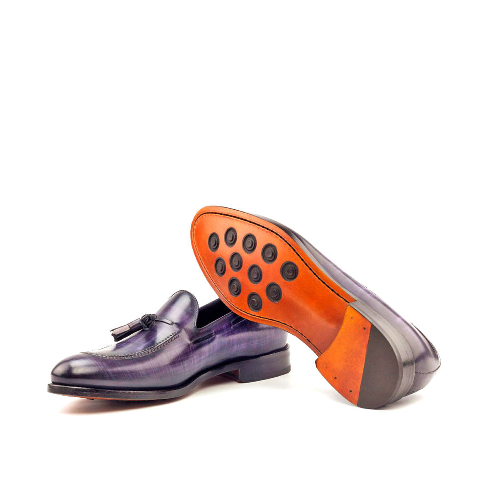 Men's Loafer Shoes Patina Leather Wide Plus Size Violet Blue 2768 2 MERRIMIUM