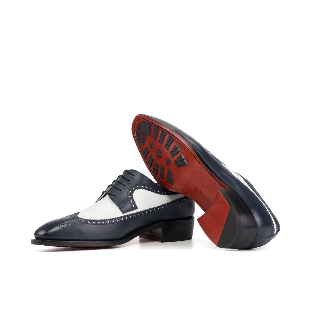 Men's Longwing Blucher Leather Shoes Goodyear Welt Wide Plus Size Blue White 5831 2 MERRIMIUM