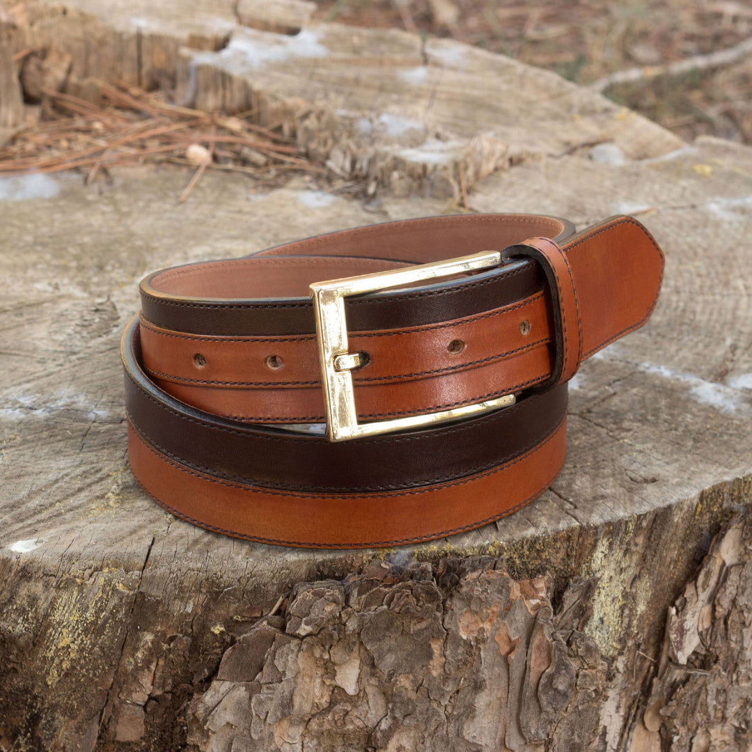 Men's Marseille Leather Belt Brown Dark Brown 2378 1 MERRIMIUM