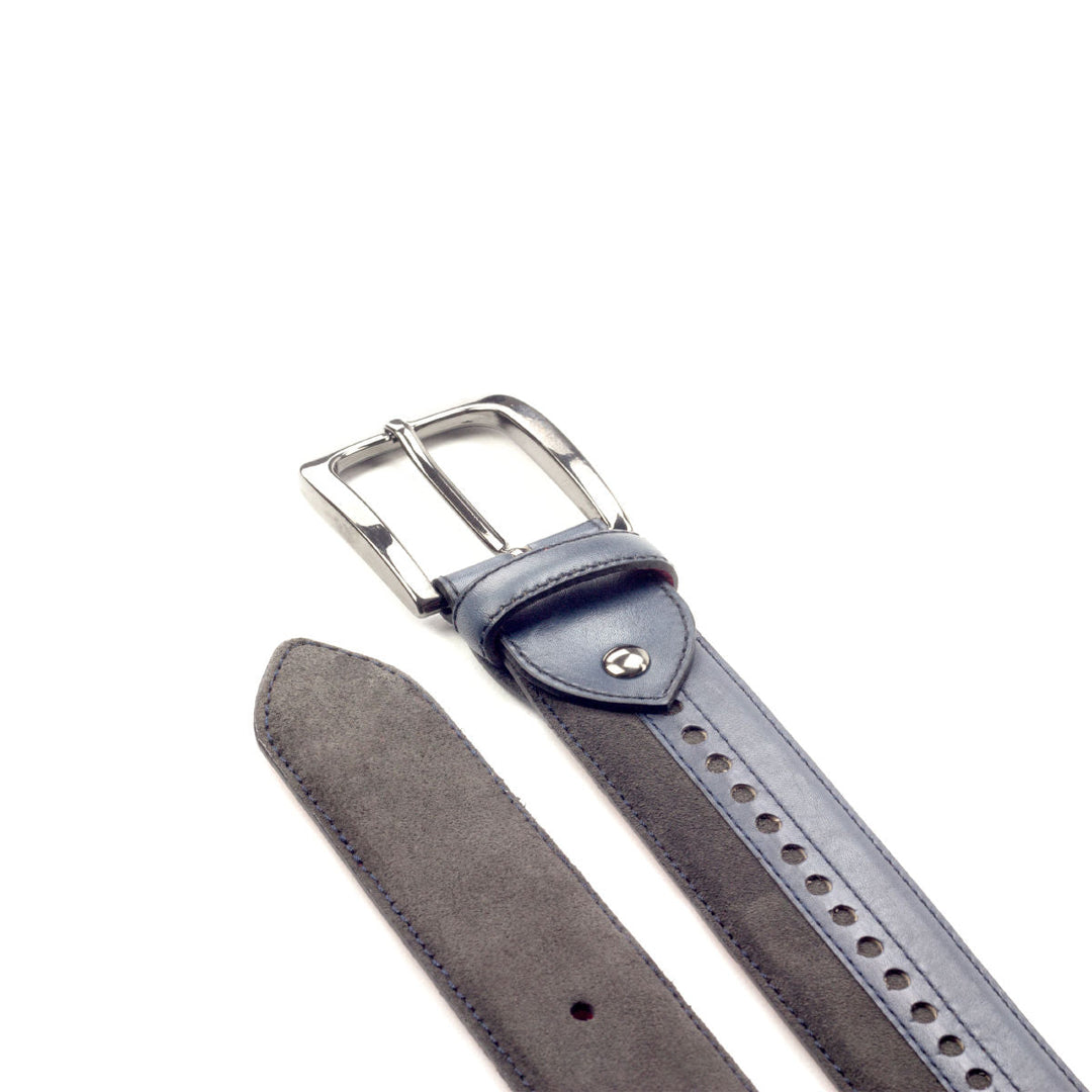 Men's Sun Valley Leather Belt Grey Blue 2750 2 MERRIMIUM