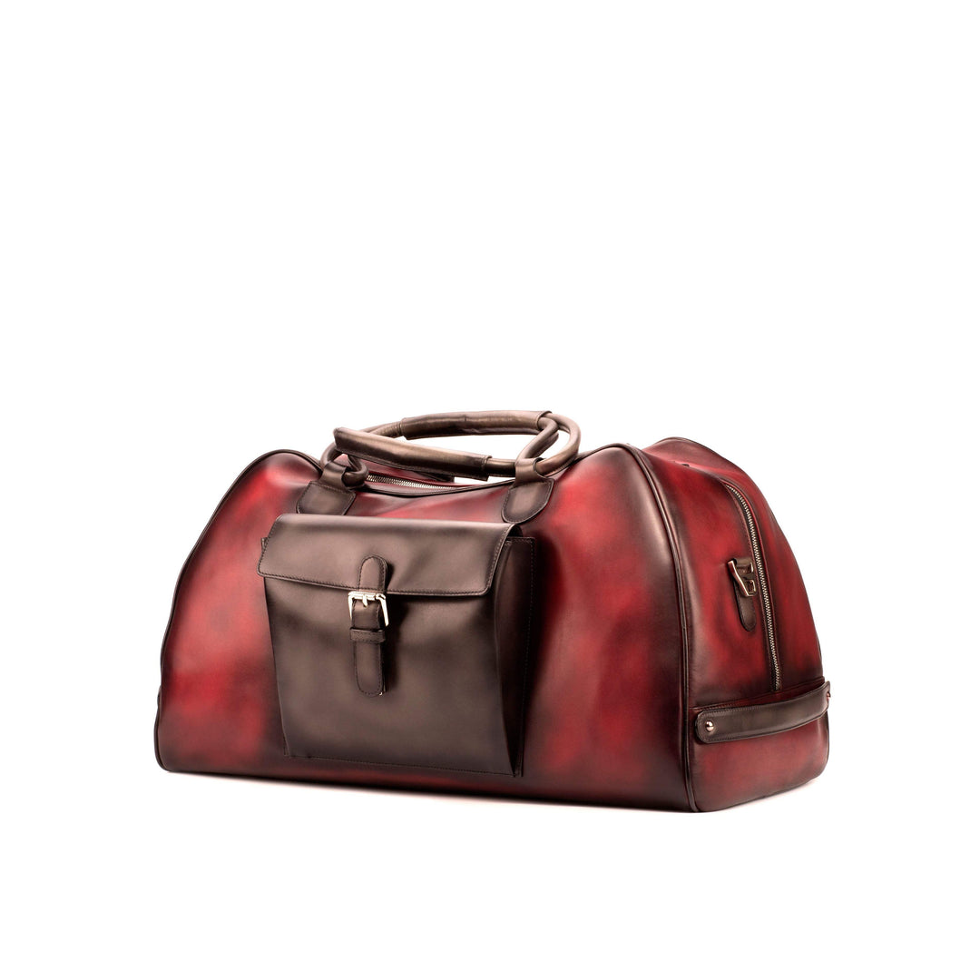 Travel Sport Duffle Bag Leather Grey Red 3636 3- MERRIMIUM