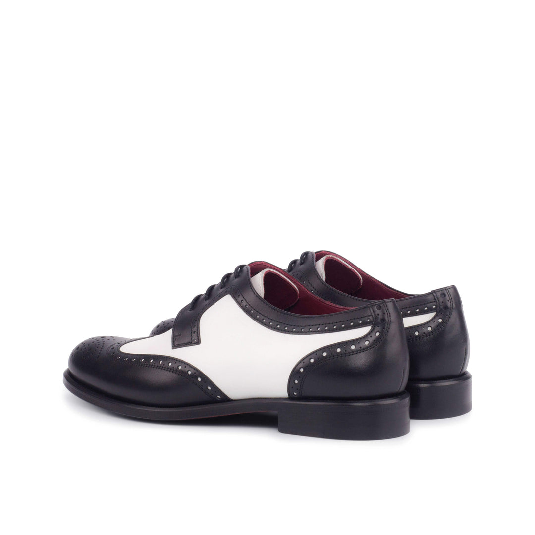 Women's Derby Wingtip Shoes Leather Black White 4193 4- MERRIMIUM