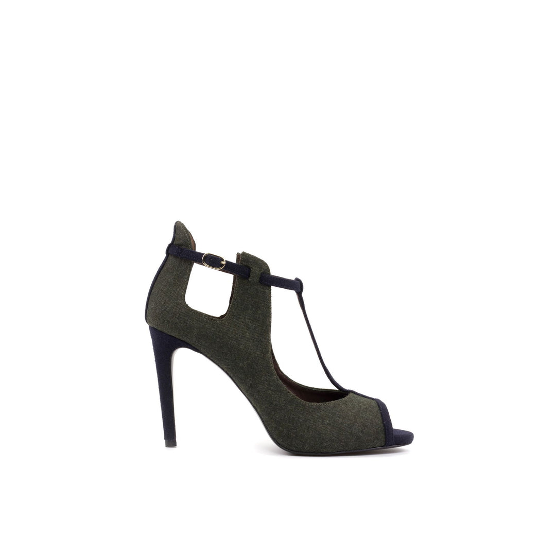 Women's Barcelona Leather High Heels Wide Plus Size Green 5894 3 MERRIMIUM