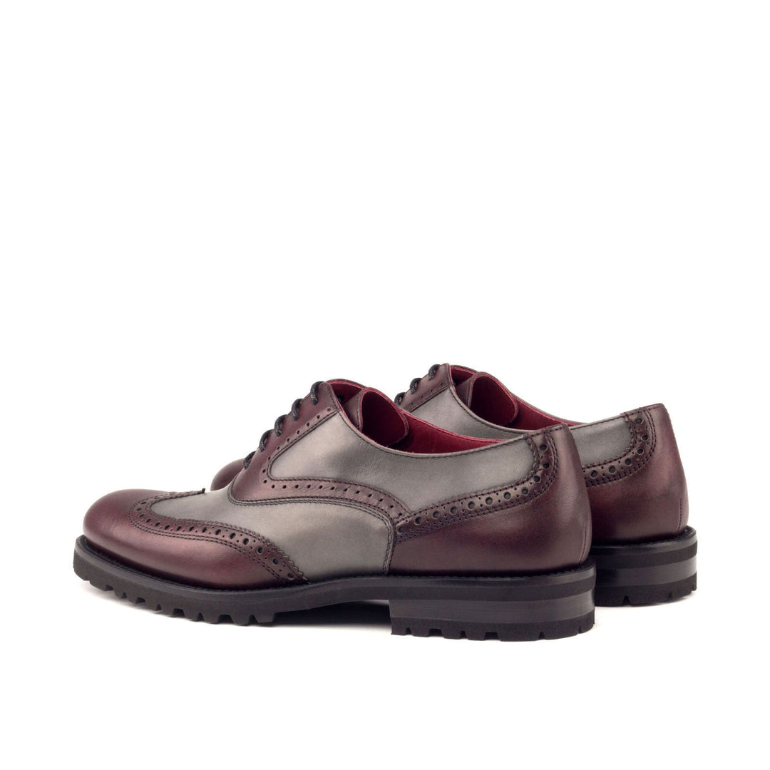 Women's Full Brogue Leather Shoes Burgundy Grey 3053 4 MERRIMIUM