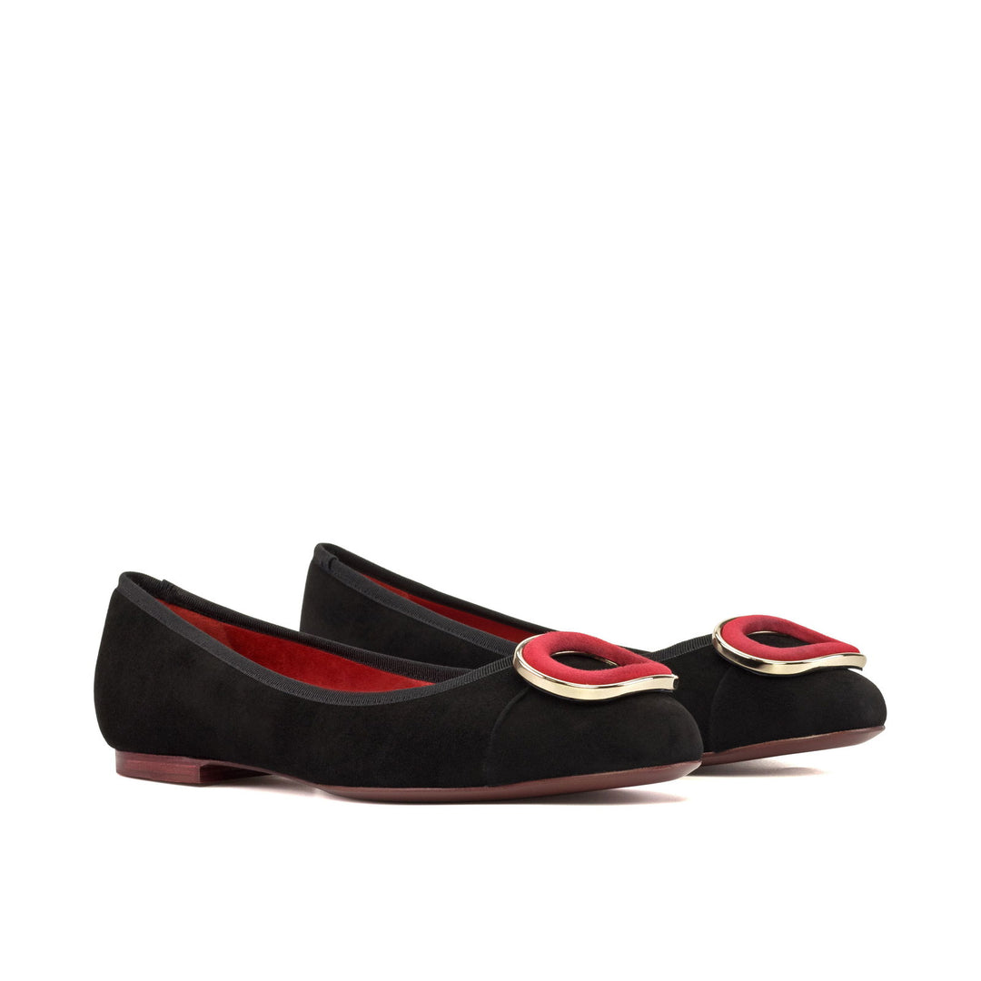 Women's Padua Flat Leather Shoes Wide Plus Size Passion Red Luxury Black 5285 4 MERRIMIUM