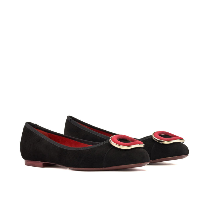 Women's Padua Flat Leather Shoes Wide Plus Size Passion Red Luxury Black 5285 4 MERRIMIUM