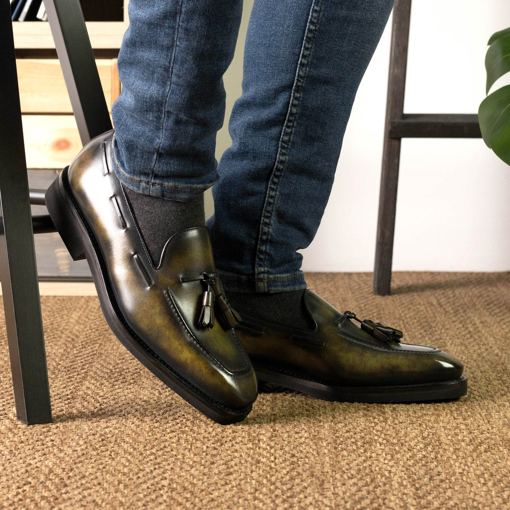 Men's Loafer Shoes Patina Goodyear Welt Wide Plus Size Green 5743 2 MERRIMIUM