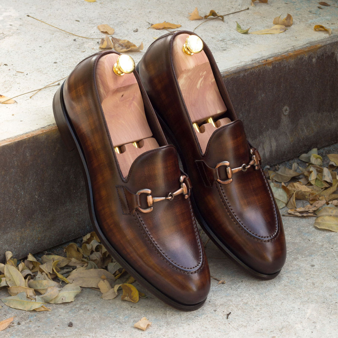 Men's Loafer Shoes Patina Leather Wide Plus Size Brown Dark Brown 2355 1 MERRIMIUM