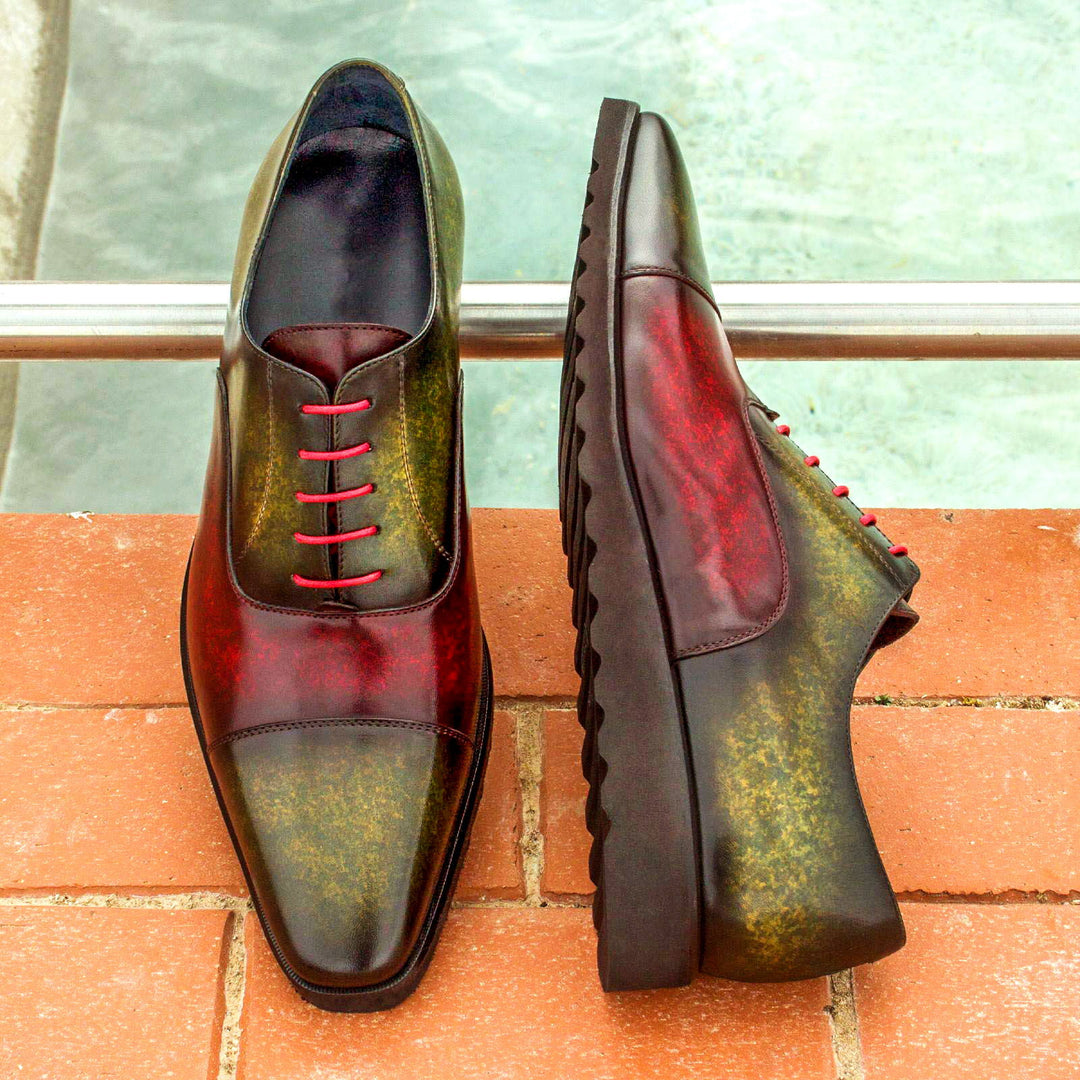 Men's Oxford Shoes Patina Wide Burgundy Green 2506 1 MERRIMIUM