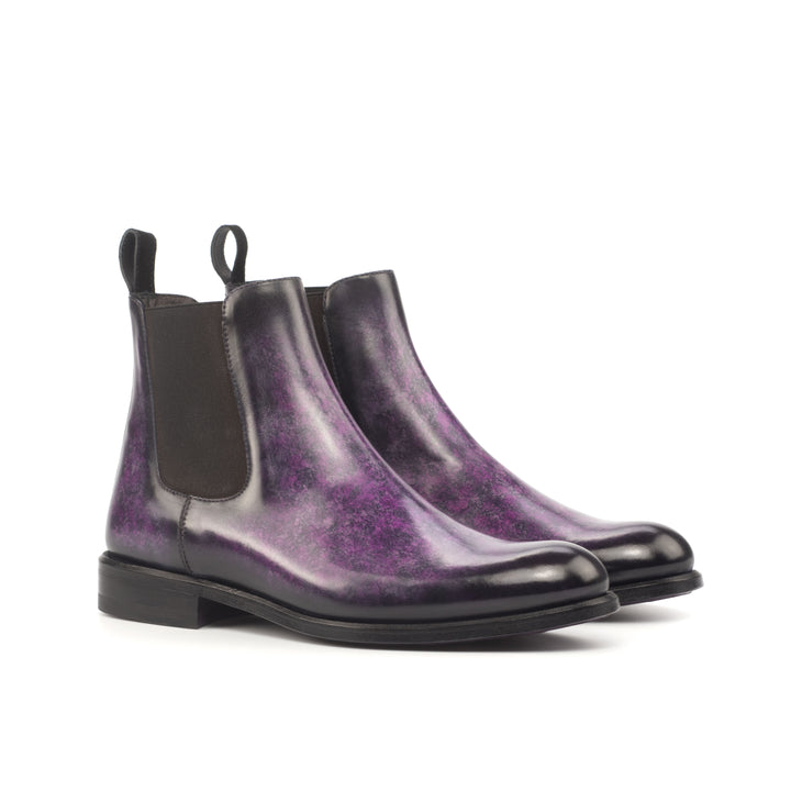 Women's Chelsea Boots Patina Leather Black Violet 4534 3 MERRIMIUM