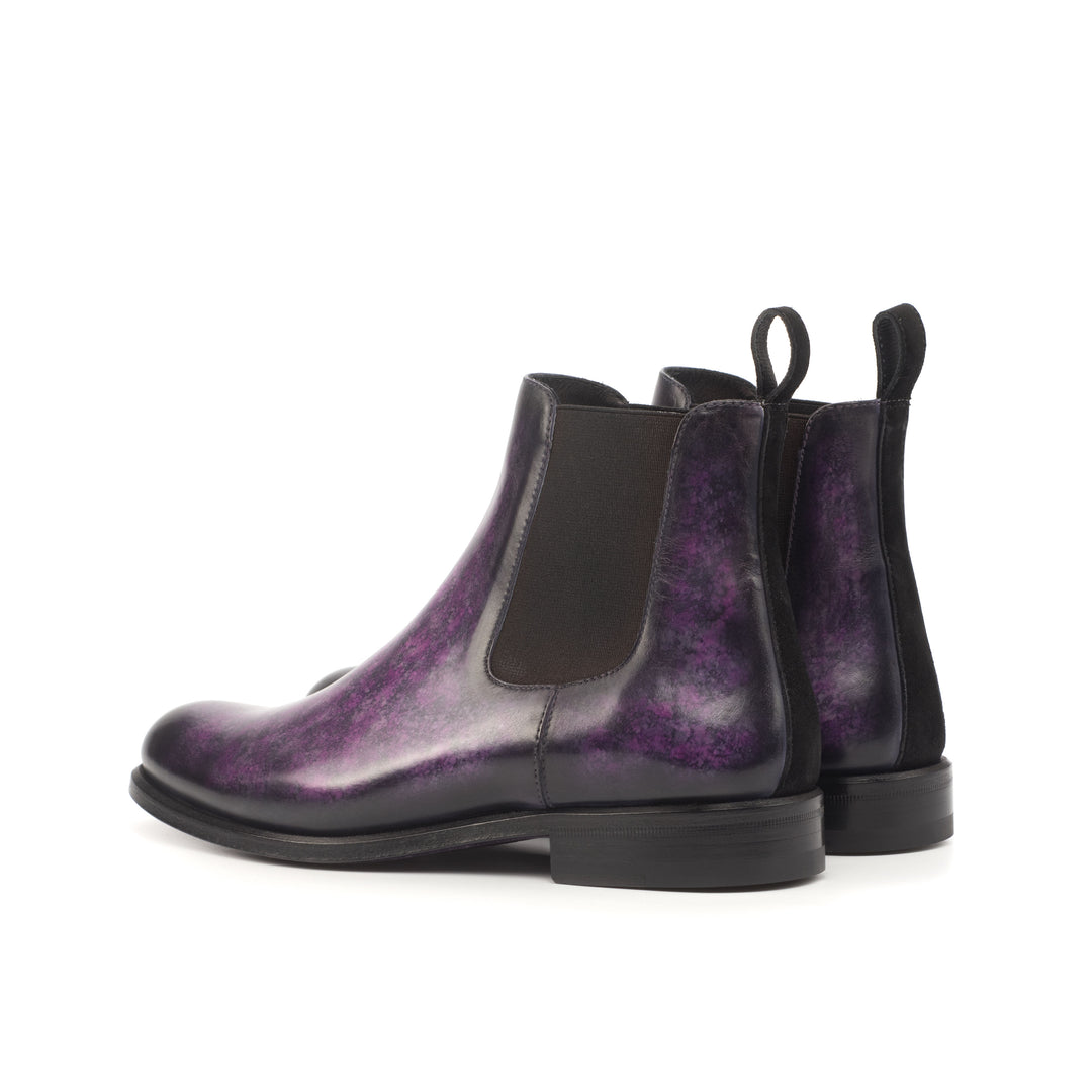 Women's Chelsea Boots Patina Leather Black Violet 4534 4 MERRIMIUM