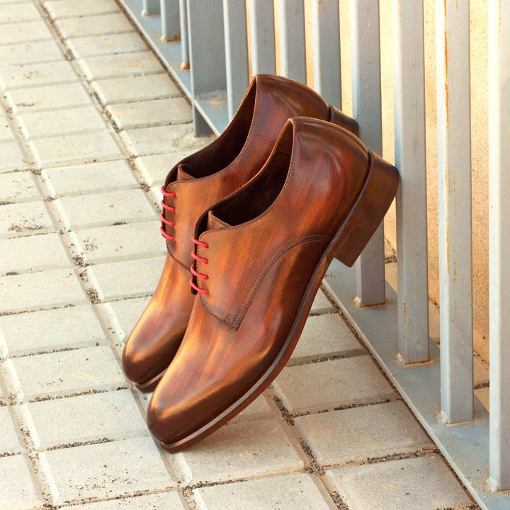 Men's Derby Shoes Patina Leather Wide Plus Size Dark Brown 2659 1 MERRIMIUM