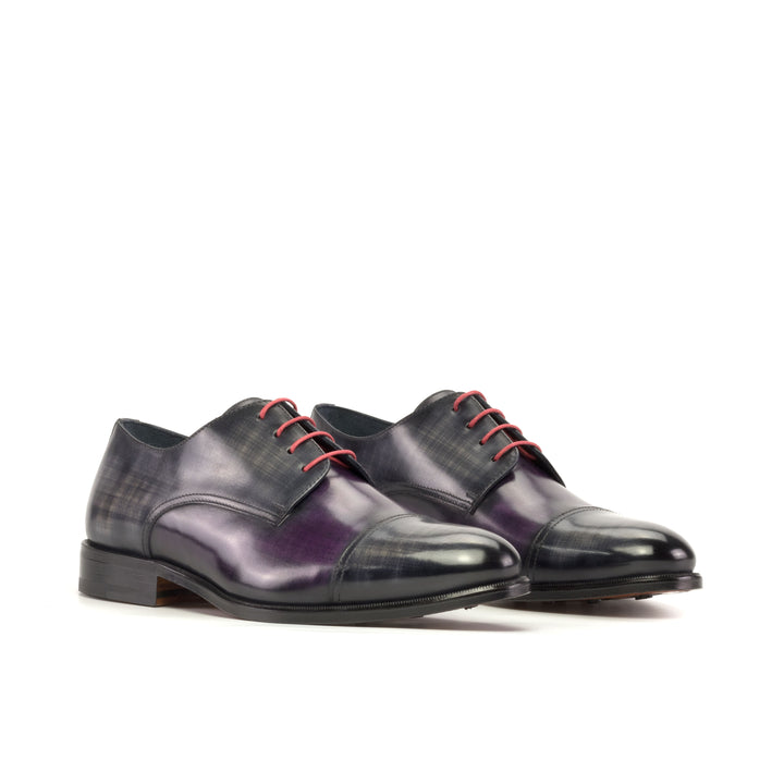 Men's Derby Shoes Patina Leather Wide Plus Size Grey Violet 5399 3 MERRIMIUM