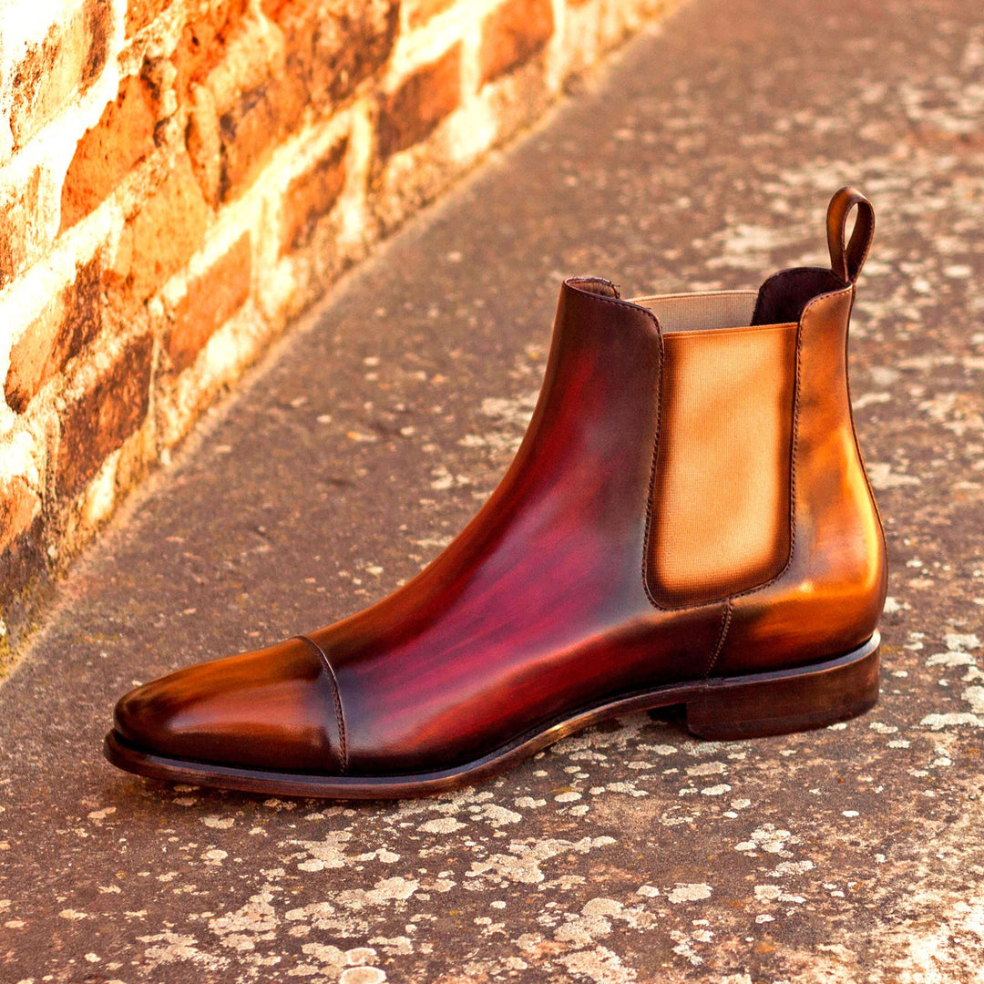 Men's Chelsea Boots Classic Patina Leather Wide Plus Size Brown Burgundy 3215 1 MERRIMIUM