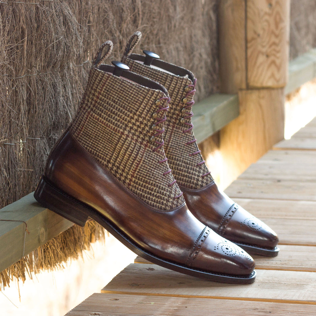 Men's Balmoral Boots Patina Leather Goodyear Welt Wide Plus Size Brown 3304 1 MERRIMIUM