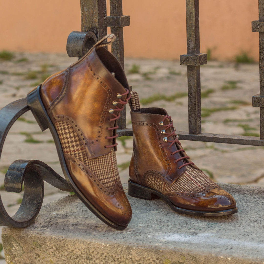 Women's Military Brogue Boots Patina Leather Brown 3402 1 MERRIMIUM