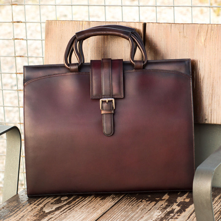 Briefcase Leather Burgundy Dark Brown 3782 1 MERRIMIUM