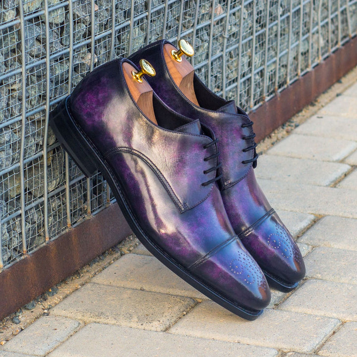 Men's Derby Shoes Patina Leather Goodyear Welt Wide Plus Size Violet 3812 1 MERRIMIUM