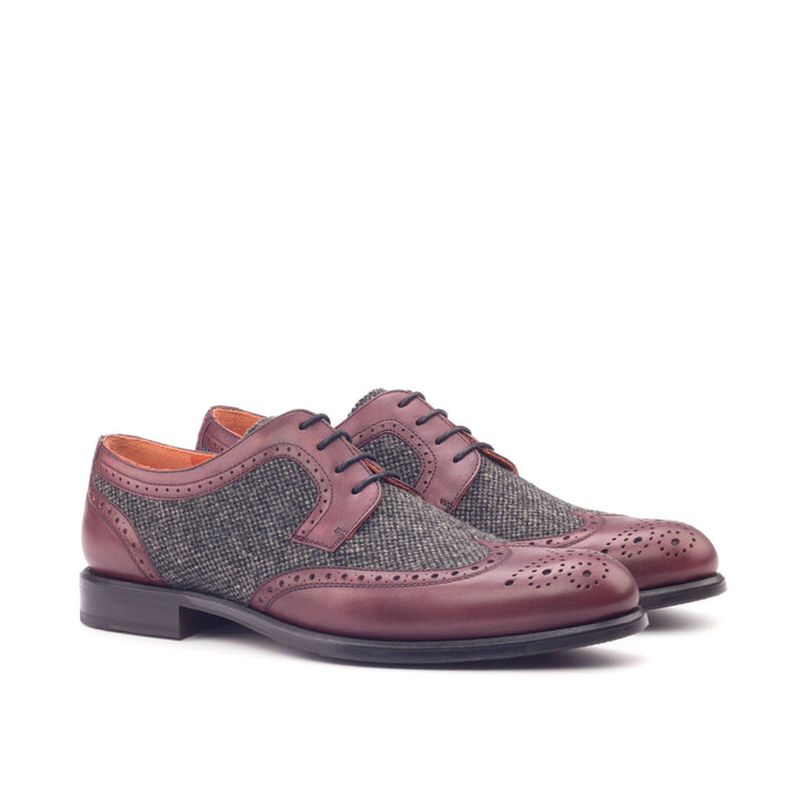 Women's Derby Wingtip Leather Shoes Grey Burgundy 3058 3 MERRIMIUM