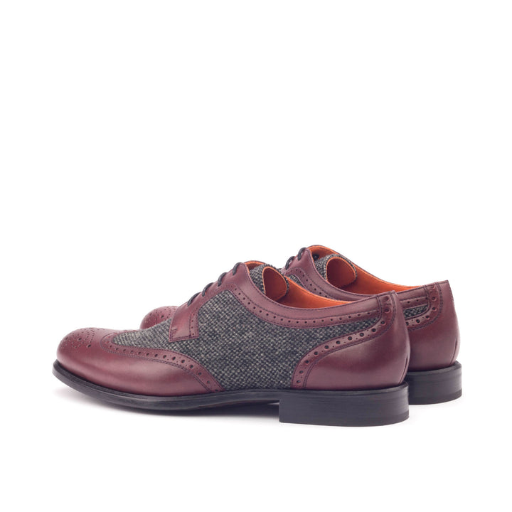 Women's Derby Wingtip Leather Shoes Grey Burgundy 3058 4 MERRIMIUM