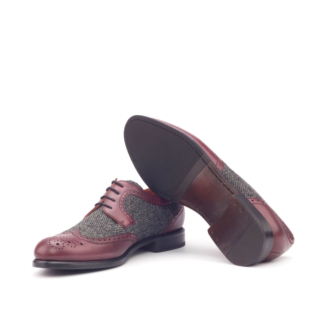 Women's Derby Wingtip Leather Shoes Grey Burgundy 3058 2 MERRIMIUM