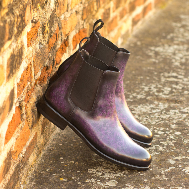 Women's Chelsea Boots Patina Leather Black Violet 4534 1 MERRIMIUM