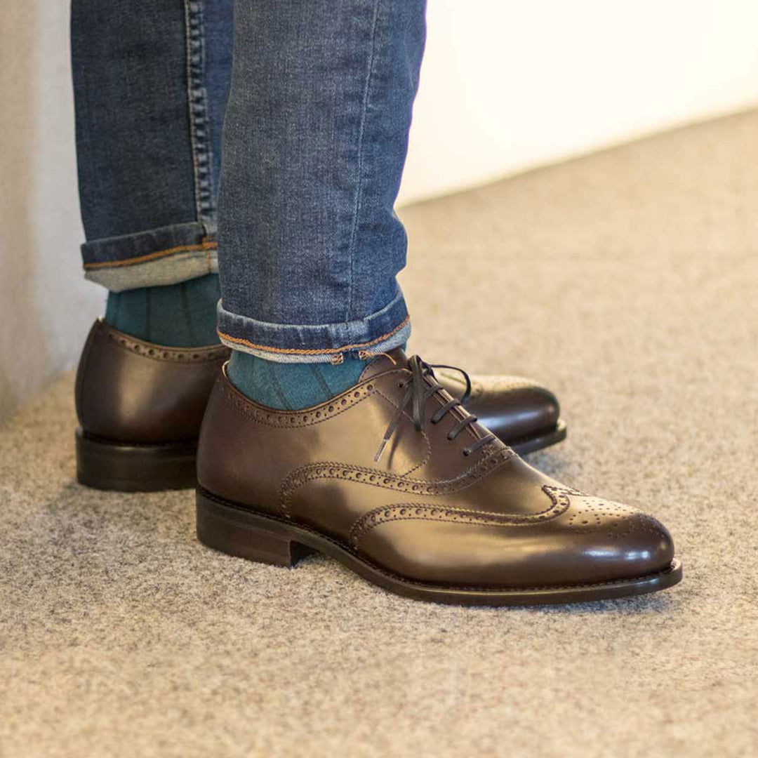 Men's Full Brogue Leather Shoes Goodyear Welt Wide Plus Size Dark Brown 5007 1 MERRIMIUM