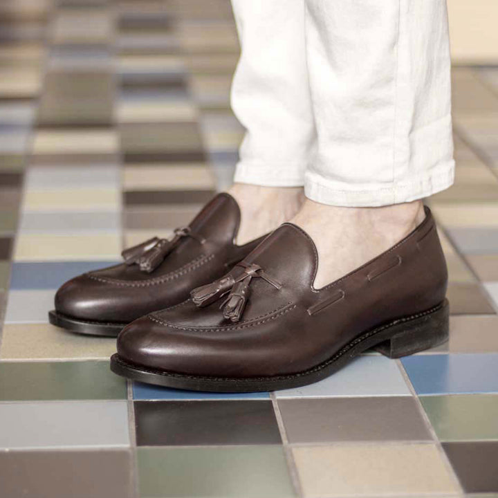 Men's Loafer Leather Shoes Goodyear Welt Wide Plus Size Dark Brown 5010 1 MERRIMIUM