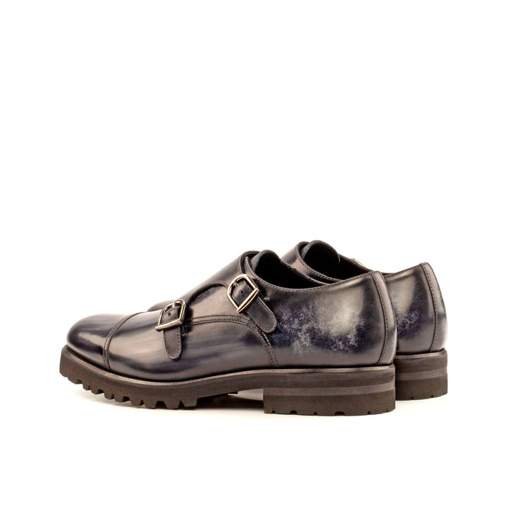 Men's Double Monk Shoes Patina Wide Plus Size Grey 3960 2 MERRIMIUM