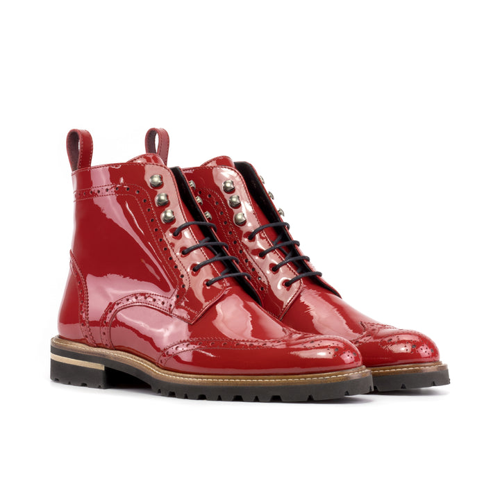 Women's Military Brogue Leather Boots Red 5750 3 MERRIMIUM