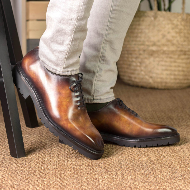 Men's Wholecut Shoes Patina Goodyear Welt Wide Plus Size Burgundy 5554 4 MERRIMIUM