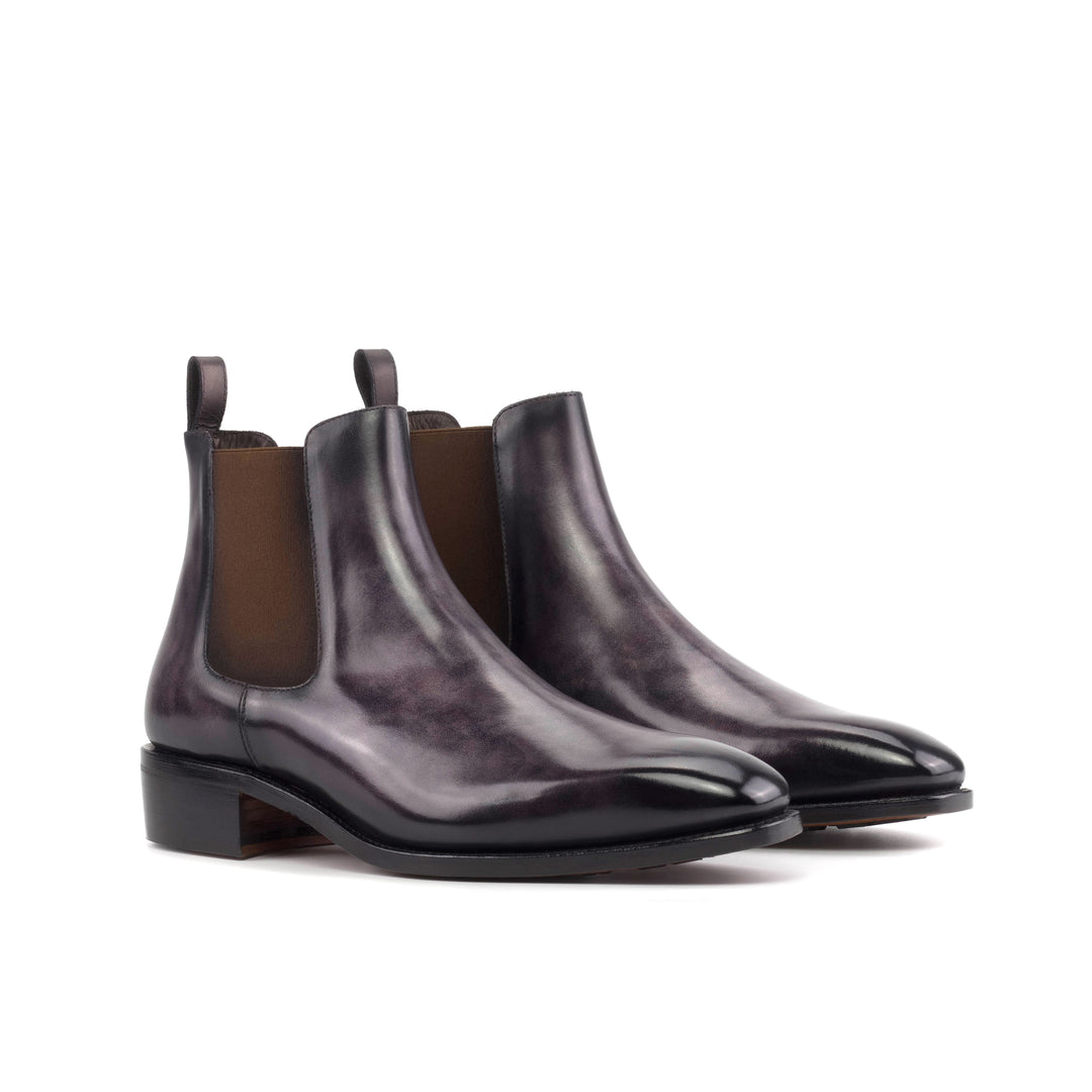 Men's Chelsea Boots Classic Patina Leather Goodyear Welt Wide Plus Size Violet 5580 6 MERRIMIUM