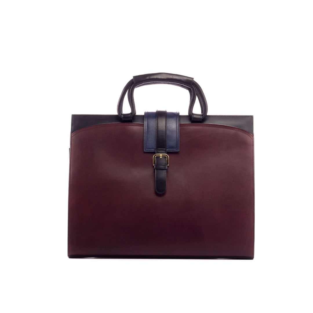 Briefcase Leather Burgundy Blue 3069 3 MERRIMIUM