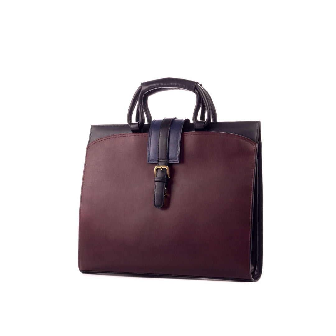 Briefcase Leather Burgundy Blue 3069 4 MERRIMIUM