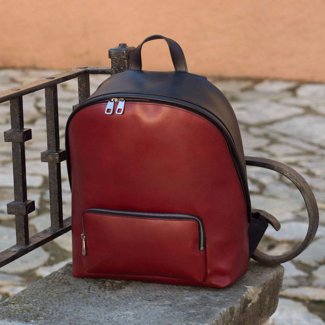 Backpack Bag Leather Black Red 3067 1- MERRIMIUM--GID-1937-3067