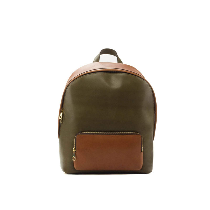 Backpack Bag Leather Brown Green 2945 3- MERRIMIUM