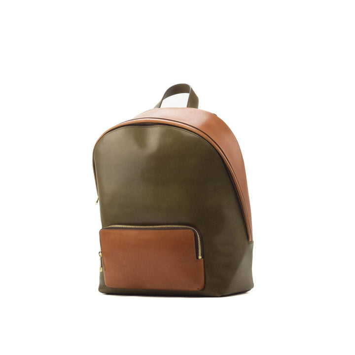 Backpack Bag Leather Brown Green 2945 4- MERRIMIUM