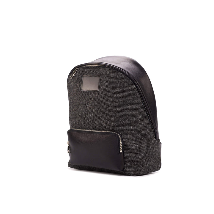 Backpack Bag Leather Grey Black 4581 3- MERRIMIUM