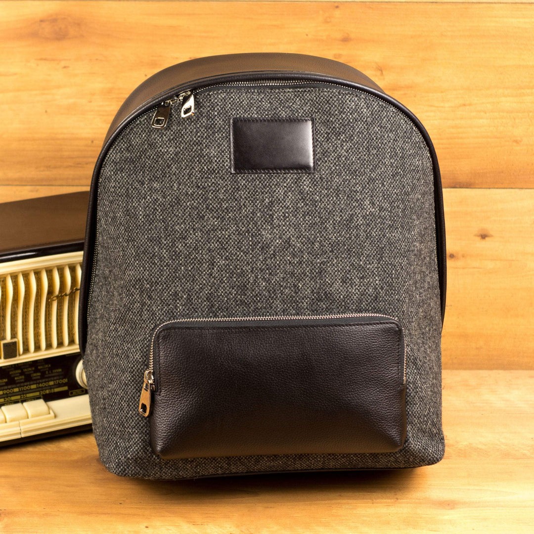 Backpack Bag Leather Grey Black 4581 1- MERRIMIUM--GID-1937-4581