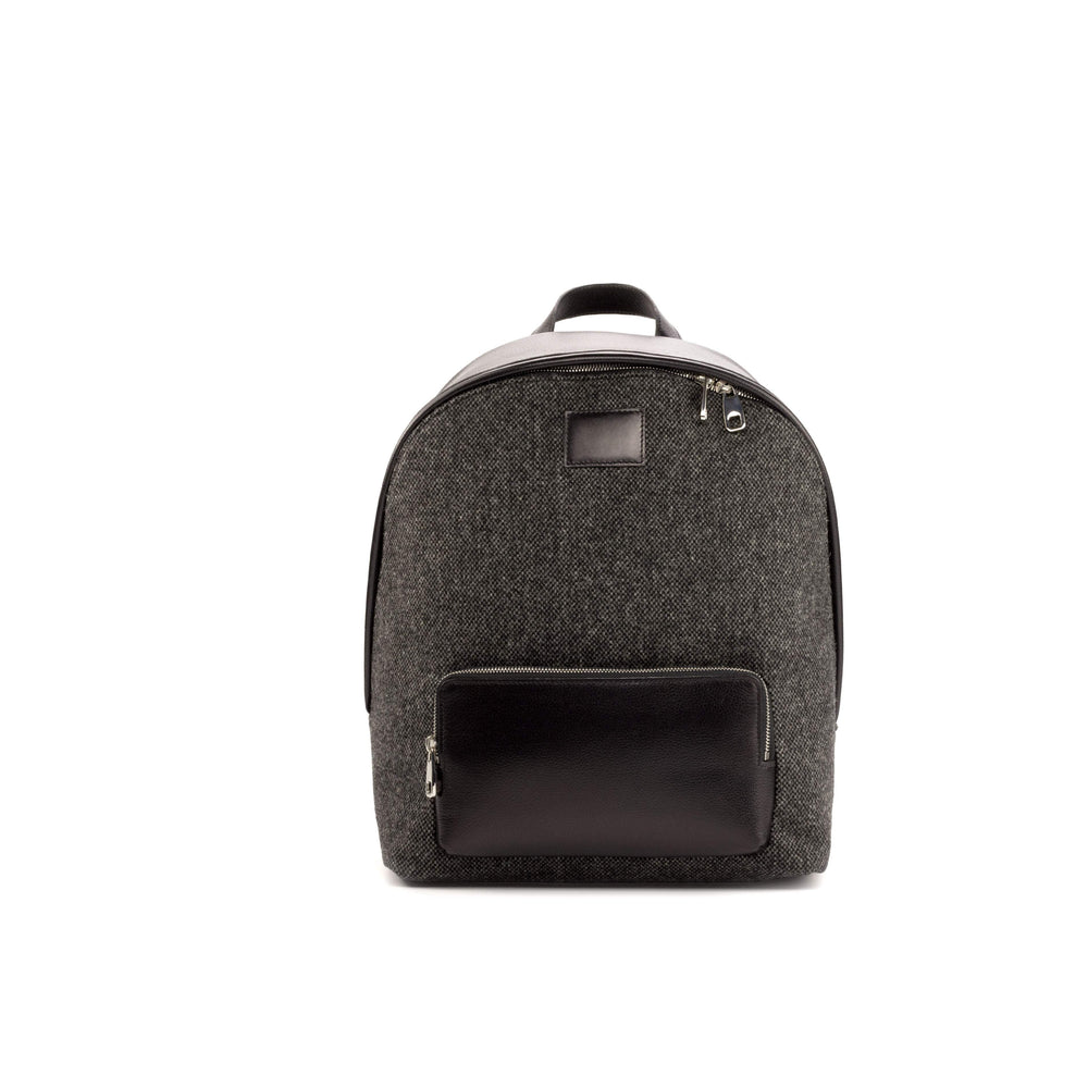 Backpack Bag Leather Grey Black 4906 2- MERRIMIUM