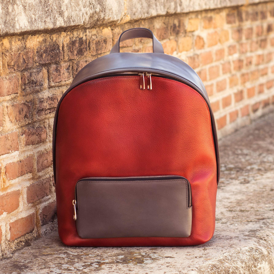 Backpack Bag Leather Grey Red 4432 1- MERRIMIUM--GID-1937-4432