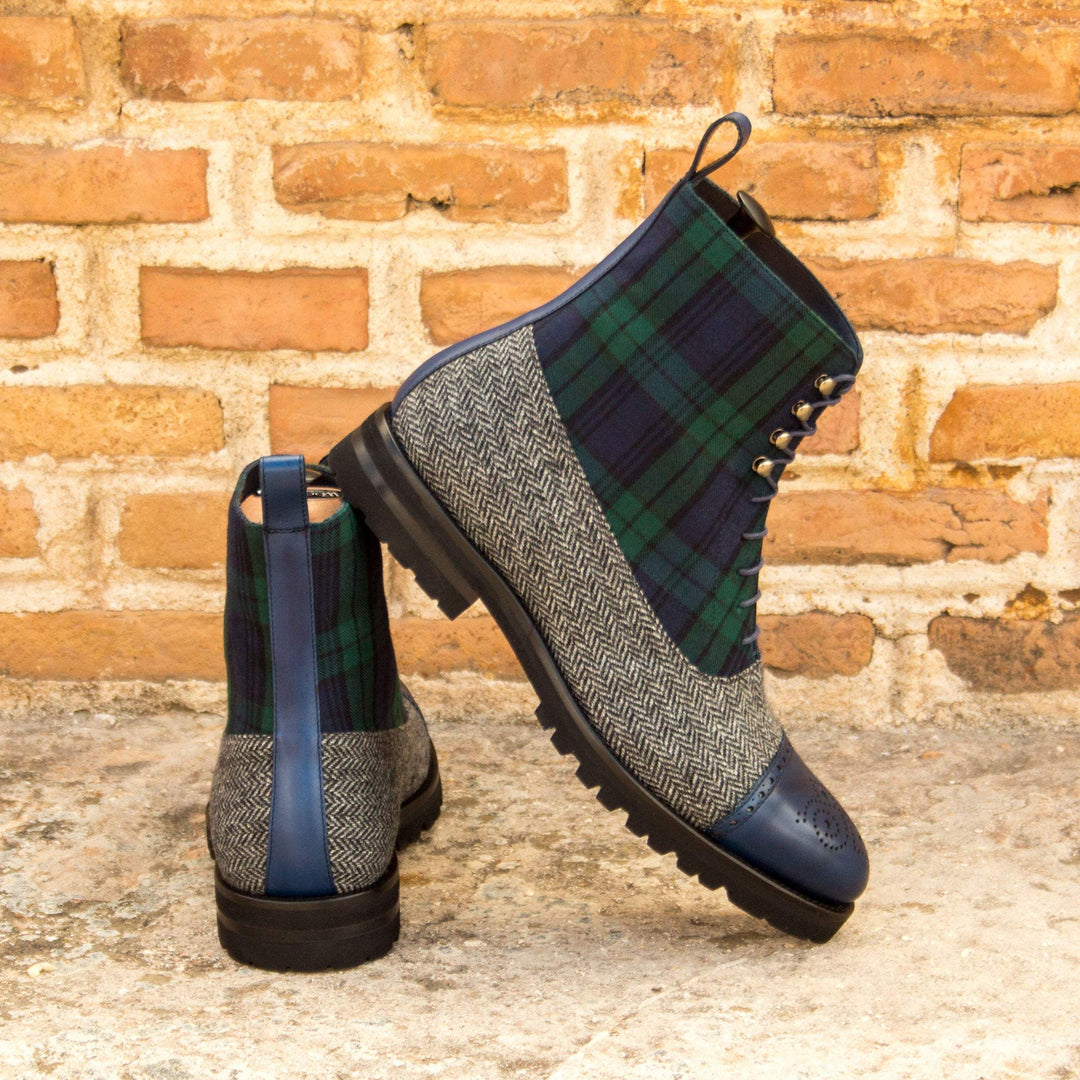 Balmoral Boot-Painted Calf, Flannel, Sartorial, Blue, Grey, Green 1-MERRIMIUM-WS