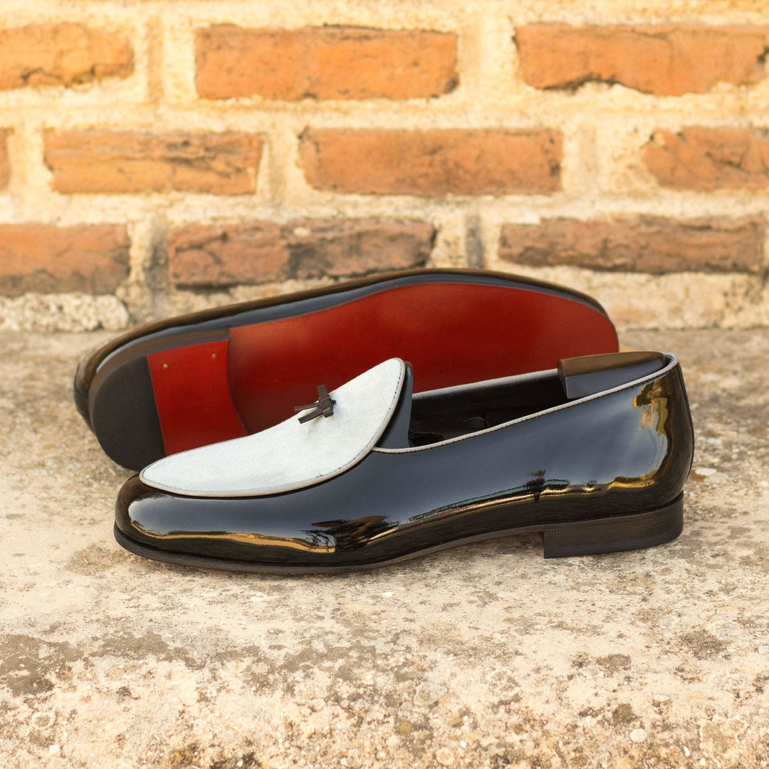 Belgian Slipper-Patent, Painted Calf, Suede, Black, Grey 1-MERRIMIUM-WS