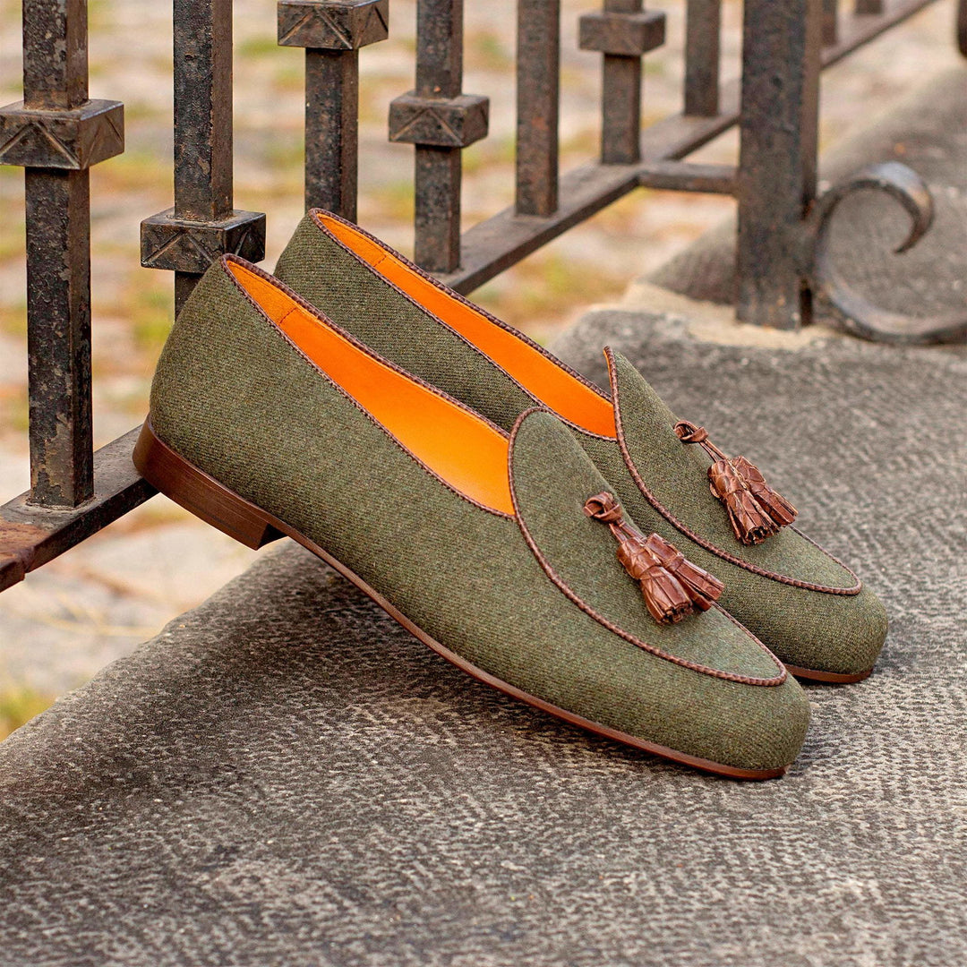 Belgian Slipper-Pebble Grain, Flannel, Painted Croco, Dark Brown, Green, Brown 1-MERRIMIUM-WS